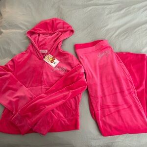 NWT JUICY COUTURE Velour Bling Set XL Hoodie Pants pink party Pink Y2K Old Money
